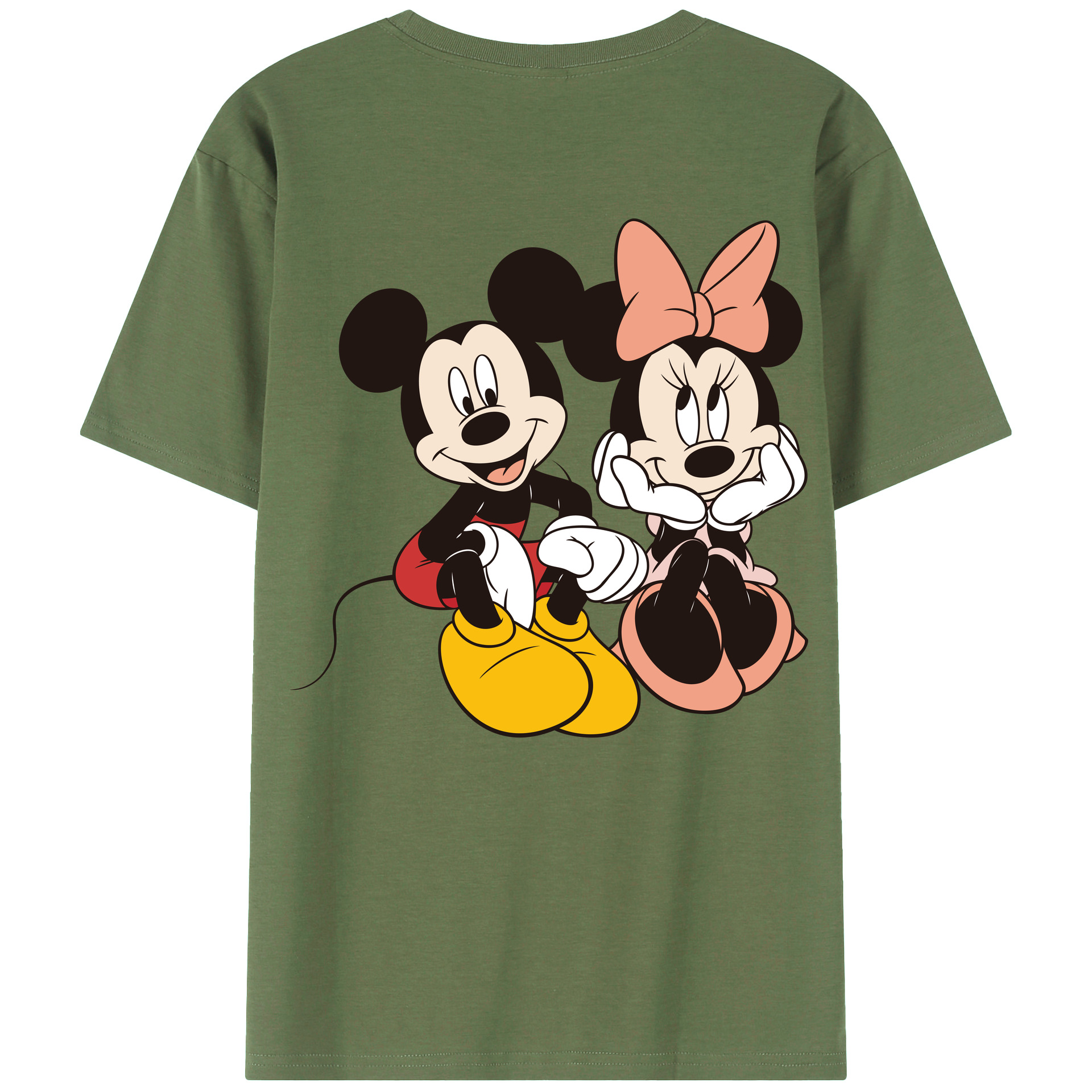 ミッキーマウス Mickey Mouse 綿100％ メンズ半袖Tシャツ（バックプリント） 通気性